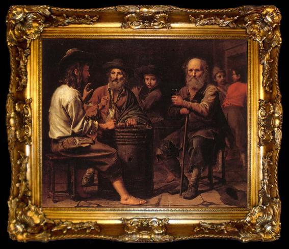 framed  Mathieu le Nain Peasants in a Tavern, ta009-2